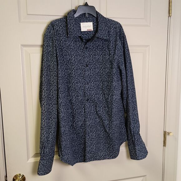Sovereign Code Mens Button Front Shirt Size Medium Blue Long Sleeve Floral - Picture 1 of 5